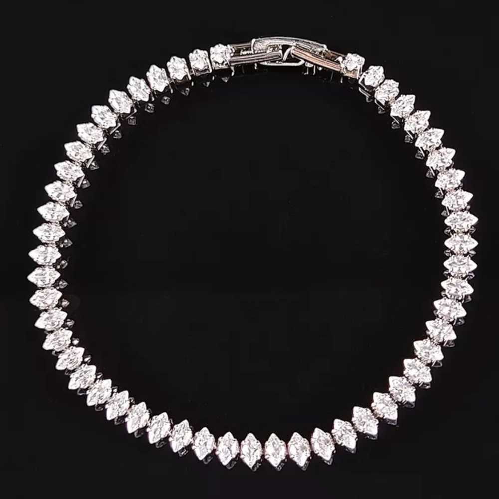 NEW LUXURY “7” 925 STERLING SILVER OVAL SQUARE CUT DIAMOND BRACELET